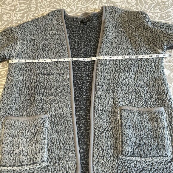 Simply Vera Wang Sherpa Cardigan Women S Blue Gray Pockets Cozy Comfy Boho Warm - Picture 5 of 10